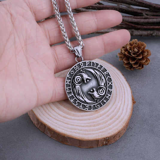 KOAdventures: Adult - Unisex - Wolf Head Odin Rune Amulet Necklace - KO Adventures