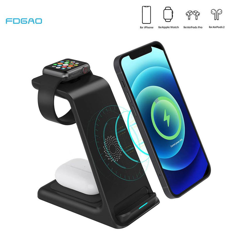 Load image into Gallery viewer, Wireless Charging Dock for iPhone+Apple Watch+AirPods-black-4
