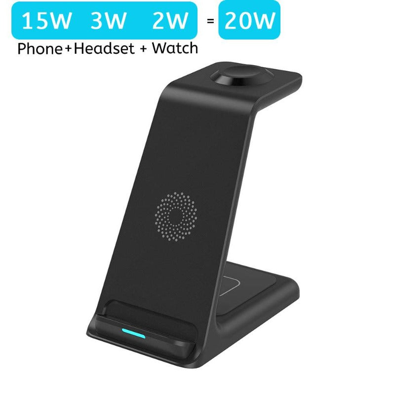 Load image into Gallery viewer, Wireless Charging Dock for iPhone+Apple Watch+AirPods-black
