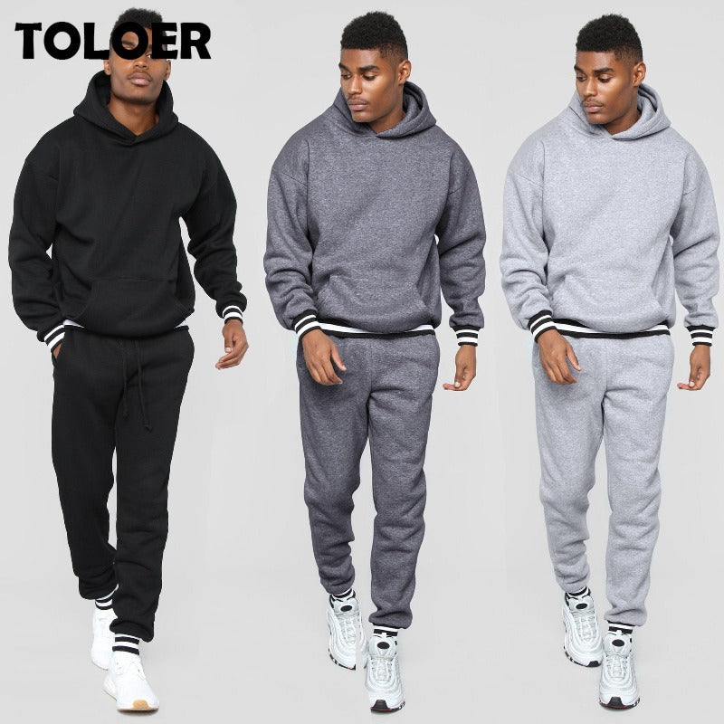 Load image into Gallery viewer, New Men&#39;s Tracksuit Jogger Sportswear Autumn Male Hooded Casual Sweatershirts Sweatpants Streetwear Pullover 2 Pcs Sports Suits - KO Adventures
